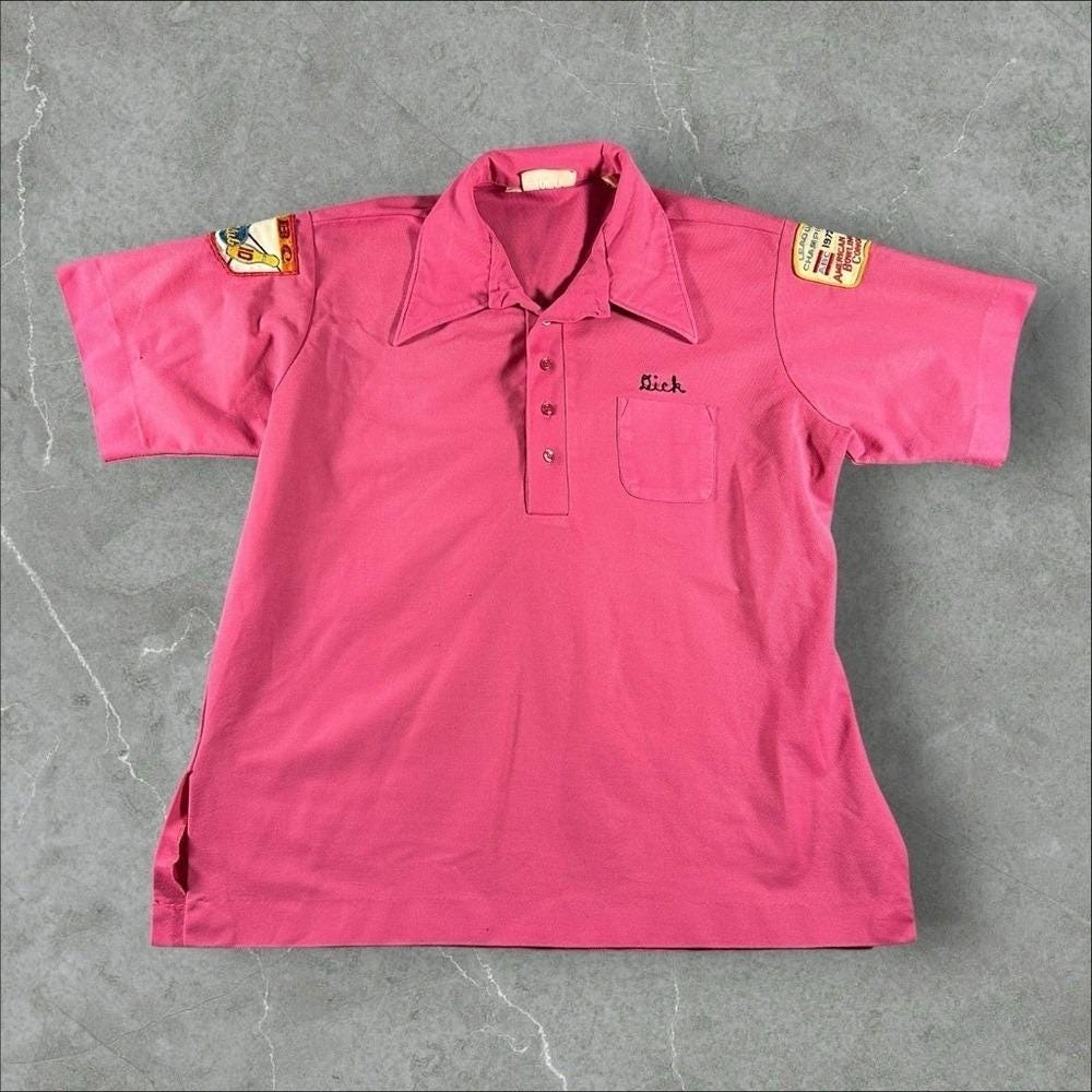 Vintage King Louie Shirt Men XL Pink Bowling 60s 70s Dick ABC CLUB Gee Bees Rare